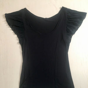 Black Ruffled Short Sleeve Top